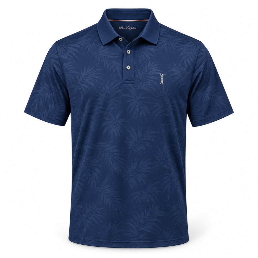 Polo Ben Hogan Performance para hombre – Navy con palmeras – S