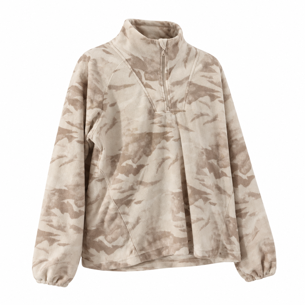 Columbia Neutral Tie-Dye Quarter-Zip Pullover Sweater - Beige/Cream - M